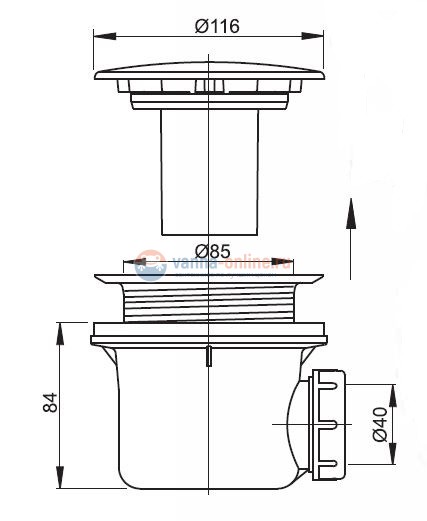 Сифон для душевого поддона Alcaplast A49K MAT d90, хром матовый Сифон для душевого поддона Alcaplast A49K MAT d90, хром матовый