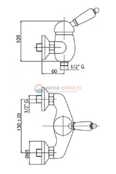 Смеситель Cezares Vintage VINTAGE-D-01-Sw-N для душа