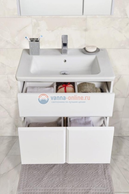 Тумба под раковину Roca Up 80 см ZRU9303012 подвесной, цвет белый глянец