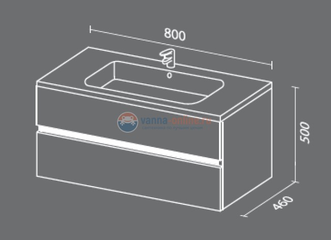 Тумба с раковиной Sanvit Кубэ-2 kkube2080, 80 см подвесная, белый глянцевый