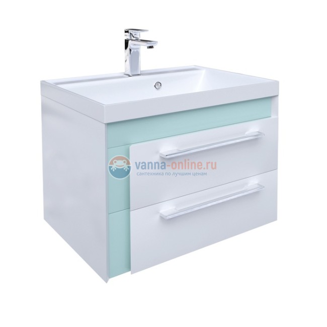 Тумба с раковиной Iddis Color Plus COL60M0i95K 60 см подвесная, белая/мятная