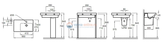 Раковина Jacob Delafon Odeon Up E4758G-00, 65 см с левым клылом