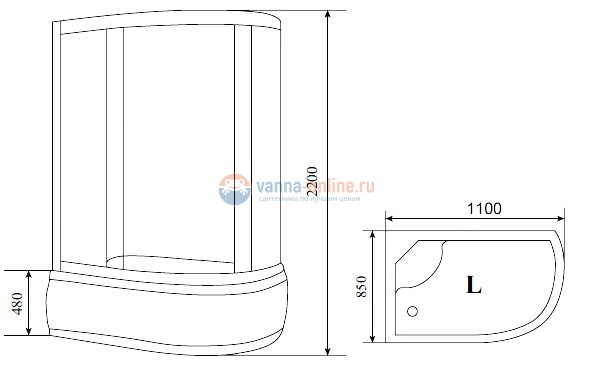 Душевая кабина Timo T-1110 P L/R, без электрики и гидромассажа, 110 x 85 см (Standart)