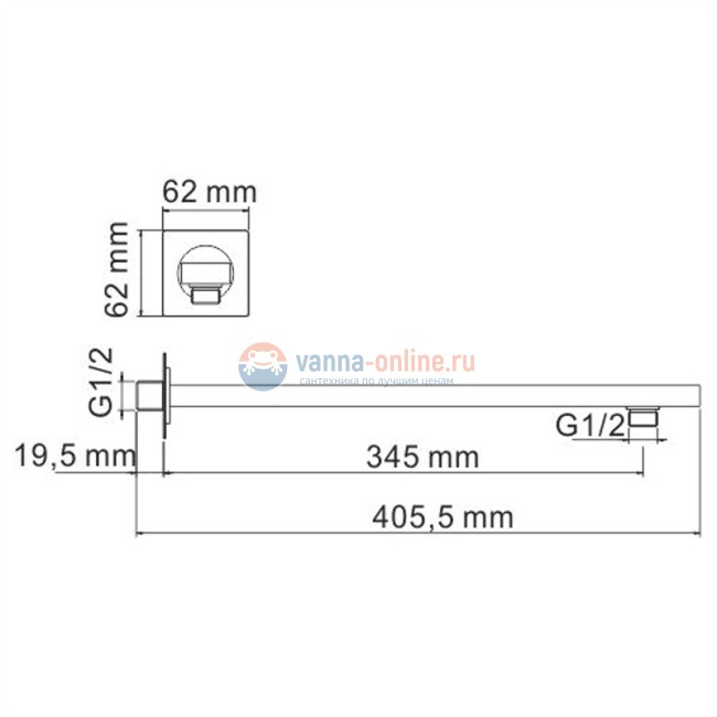 Держатель верхнего душа WasserKRAFT A090, настенный, хром Держатель верхнего душа WasserKRAFT A090, настенный, хром