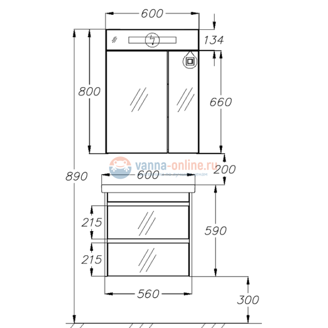 Тумба под раковину opadiris фреш  60 00-00002820 белый(белое стекло)