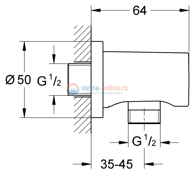 Шланговое подсоединение Grohe Rainshower 27076KS0, черный бархат