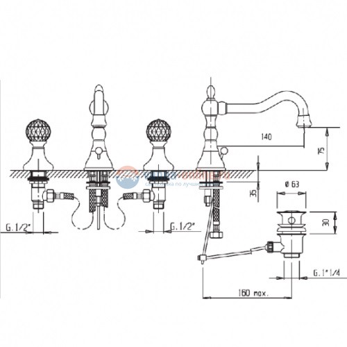 Смеситель Cezares Atlantis ATLANTIS-BLS2-02-Sw для раковины, бронза