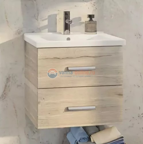 Тумба Comforty Парма 60 дуб дымчатый с раковиной Миранда 60