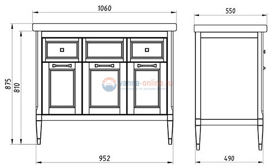 Тумба под раковину ASB-Woodline Гранда 105 см напольная, белый (патина серебро)
