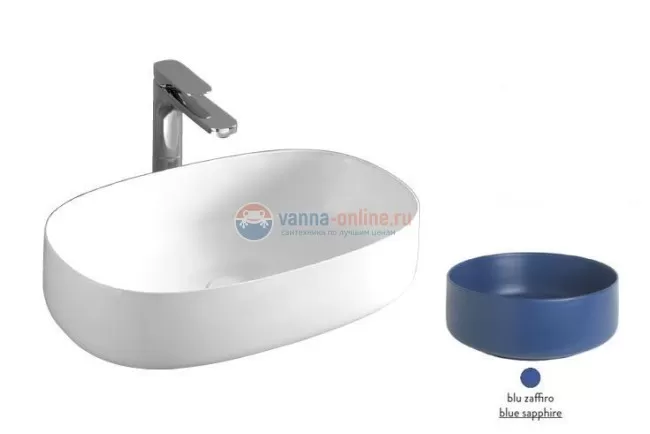 Раковина ArtCeram Cognac Countertop COL003 16; 00, накладная, цвет - blu zaffiro (синий сапфир), 55 х 35 х 14,5 см