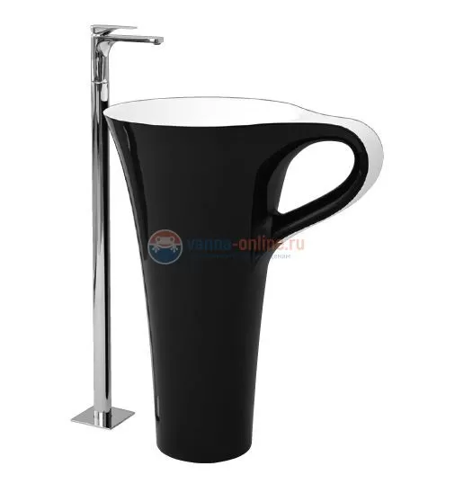 Раковина ArtCeram Cup OSL004 01, 50, напольная отдельностоящая, цвет - черно-белый, 69 х 50 х 85 см