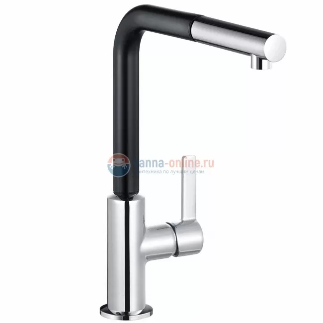 Смеситель Kludi L-Ine 408518775 для кухонной мойки, с выдвижным изливом, цвет хром-черный матовый
