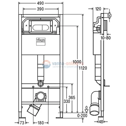 Инсталляция для подвесного унитаза Viega Prevista Dry (792831) комплект Инсталляция для подвесного унитаза Viega Prevista Dry (792831) комплект