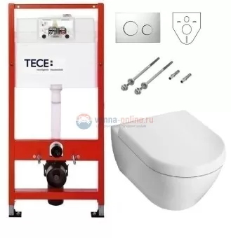 Инсталляция Tece с унитазом Villeroy&Boch Subway 5600 1001, сиденье микролифт, комплект