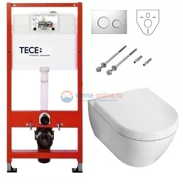 Инсталляция Tece с унитазом Villeroy&Boch Subway 5600 1001, сиденье микролифт, комплект