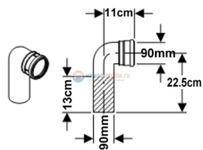 Отвод Geberit 366.061.16.1, 90 мм Отвод Geberit 366.061.16.1, 90 мм