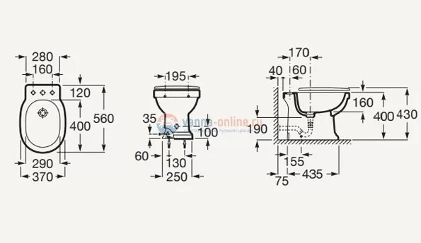 Биде Roca Carmen 3570A4000, напольное Биде Roca Carmen 3570A4000, напольное