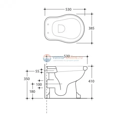Приставной унитаз Kerasan Retro 1011 с крепежом Приставной унитаз Kerasan Retro 1011 с крепежом