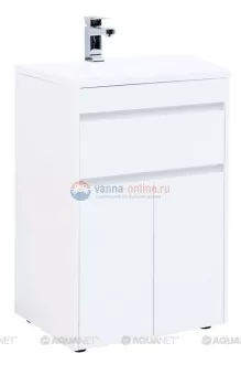 Тумба c раковиной Aquanet Токио 58 00237745 (напольная, 1 ящик, 2 дверцы), цвет белый