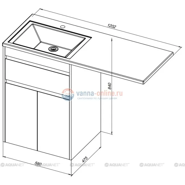 Тумба c раковиной Aquanet Токио 58 00237745 (напольная, 1 ящик, 2 дверцы), цвет белый Тумба c раковиной Aquanet Токио 58 00237745 (напольная, 1 ящик, 2 дверцы), цвет белый