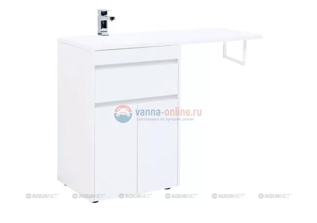 Тумба c раковиной Aquanet Токио 58 00237745 (напольная, 1 ящик, 2 дверцы), цвет белый Тумба c раковиной Aquanet Токио 58 00237745 (напольная, 1 ящик, 2 дверцы), цвет белый