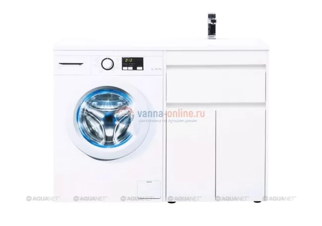 Тумба c раковиной Aquanet Токио 58 00237745 (напольная, 1 ящик, 2 дверцы), цвет белый Тумба c раковиной Aquanet Токио 58 00237745 (напольная, 1 ящик, 2 дверцы), цвет белый