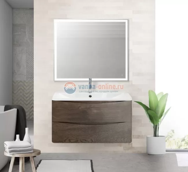 Тумба с раковиной Belbagno Acqua-900 ACQUA-900-2C-SO-RNG искусственный камень, цвет коричневый