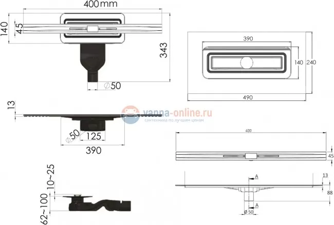 Душевой лоток Berges Wasserhaus Simpel 090110 40 см Душевой лоток Berges Wasserhaus Simpel 090110 40 см