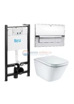 Инсталляция Roca с безободковым унитазом Roca Gap Clean Rim 34647L000, сиденье микролифт, комплект 7.8931.0.410.0 (7893104100)