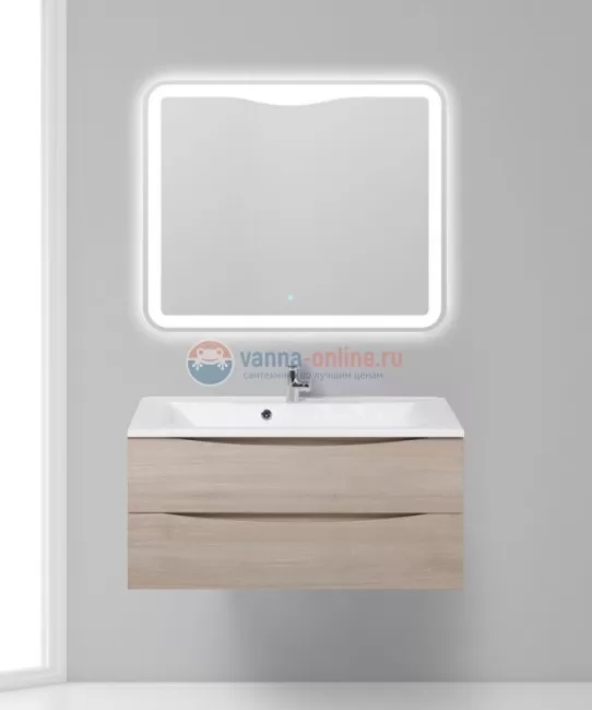 Тумба с раковиной BelBagno Marino MARINO-1000-2C-SO-RG-P, 100 х 44,5 х 55 см, Rovere Grigio - светлое дерево