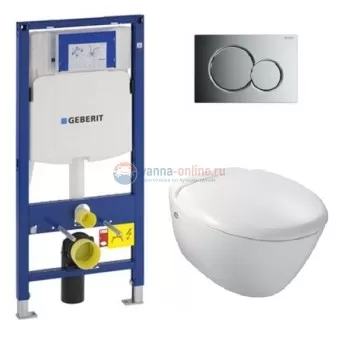 Инсталляция Geberit с унитазом Jacob Delafon Presquile E4440-00, сиденьем микролифт клавиша хром, комплект