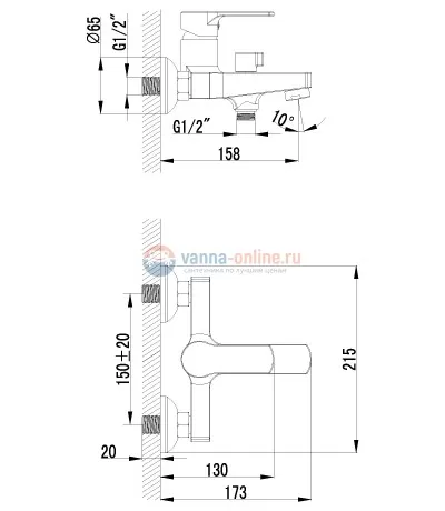Смеситель Lemark plus Grace LM1512C для ванны и душа Смеситель Lemark plus Grace LM1512C для ванны и душа