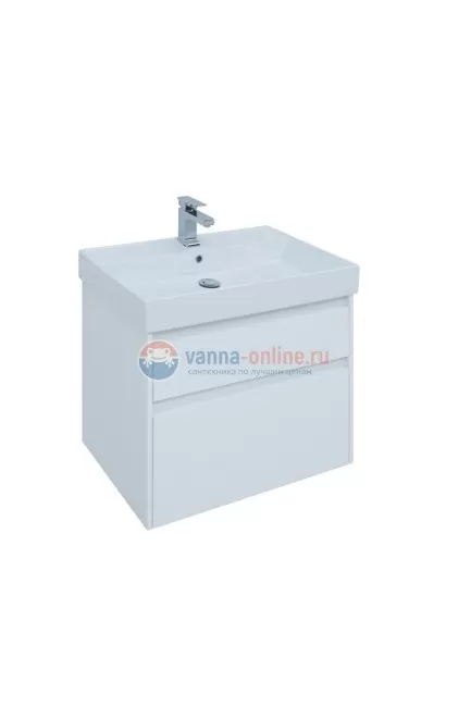 Тумба с раковиной Aquanet Nova Lite 75, 2 ящика, белый глянец