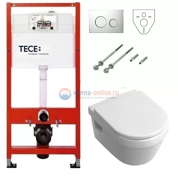 Инсталляция Tece с унитазом Villeroy&Boch Omnia Architectura 5684 H101, сиденье микролифт, комплект