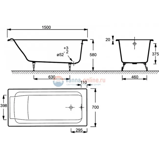 Чугунная ванна Jacob Delafon Parallel E2946-00 150x70