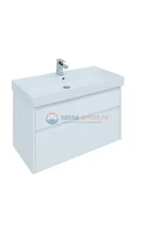 Тумба с раковиной Aquanet Nova Lite 90, 2 ящика, белый глянец