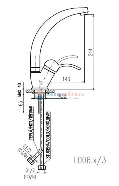 Смеситель для раковины Rav-Slezak Labe L006.5/3, хром Смеситель для раковины Rav-Slezak Labe L006.5/3, хром