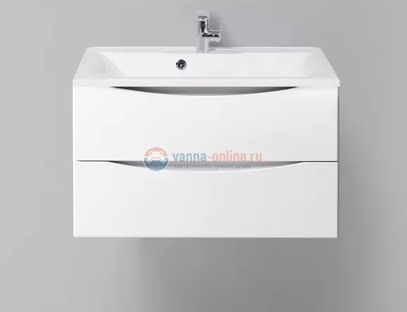 Тумба с раковиной BelBagno Marino MARINO-800-2C-SO-BL-P, 80х45х55 см, Bianco Lucido - белый глянец