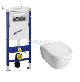 Инсталляция Geberit с унитазом Villeroy&Boch Subway 5600 1001, сиденье микролифт, комплект 295556