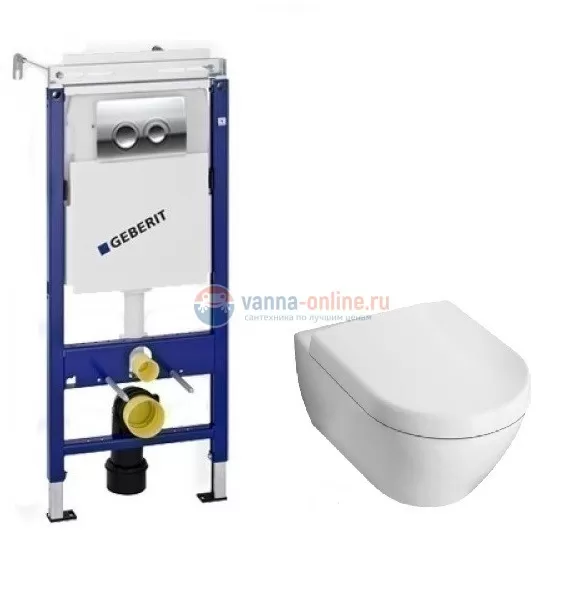 Инсталляция Geberit с унитазом Villeroy&Boch Subway 5600 1001, сиденье микролифт, комплект 295556