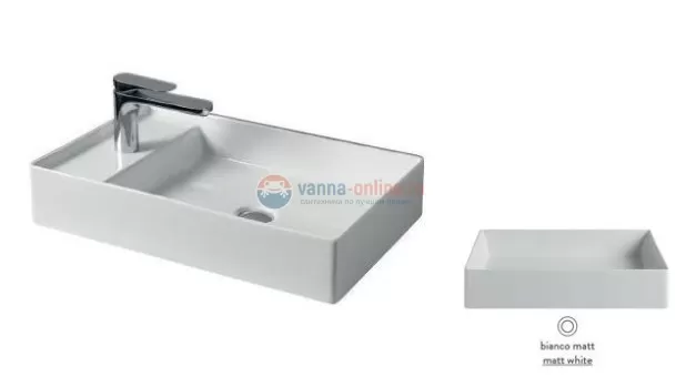 Раковина ArtCeram Scalino 60 SCL003 05; 00, накладная, цвет - белый матовый, 60 х 38 х 11,5 см