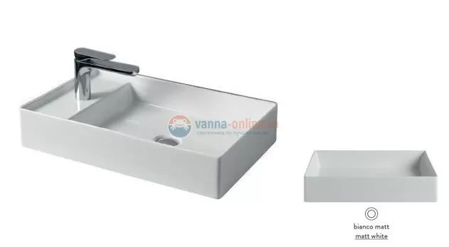 Раковина ArtCeram Scalino 60 SCL003 05; 00, накладная, цвет - белый матовый, 60 х 38 х 11,5 см