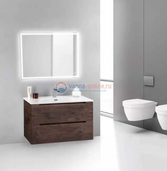 Тумба с раковиной Belbagno ETNA39-700/390-2C-SO-RW-P 70 см подвесная, цвет темный дуб (rovere moro)