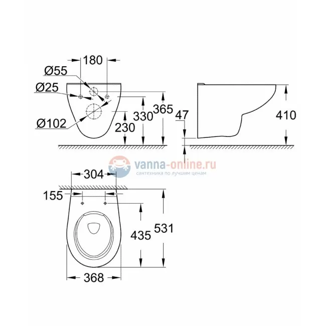 Подвесной унитаз Grohe Bau Ceramic 39427000, безободковый Подвесной унитаз Grohe Bau Ceramic 39427000, безободковый