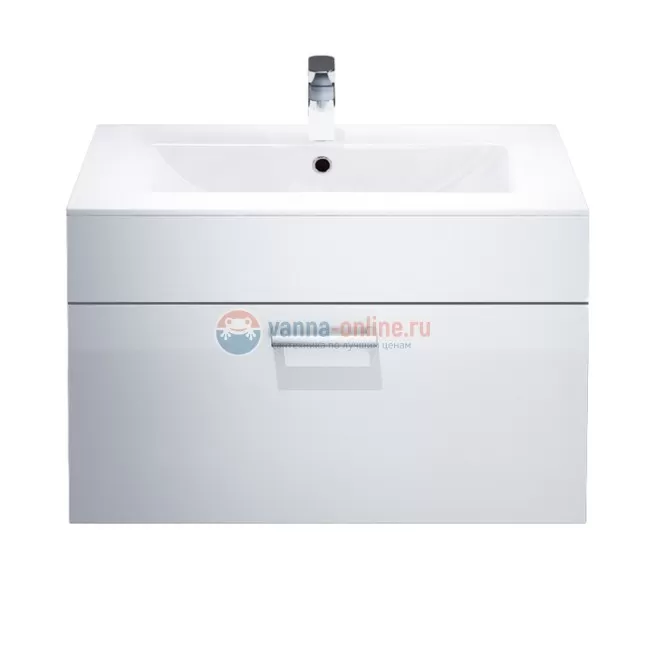 Тумба с плоской раковиной Iddis Mirro MIR80W2i95K 80 см подвесная, белый/дерево