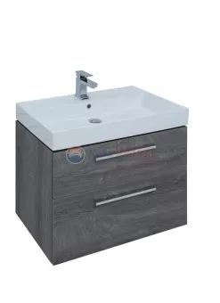 Тумба с раковиной Aquanet Nova Lite 75, 2 ящика, дуб рошелье