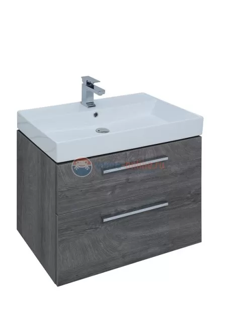 Тумба с раковиной Aquanet Nova Lite 75, 2 ящика, дуб рошелье