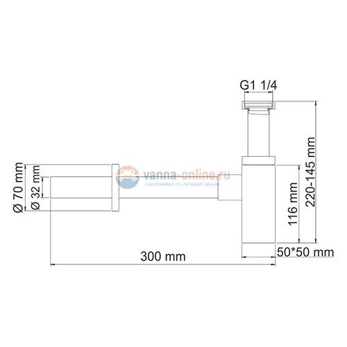 Сифон WasserKraft A072 для раковины Сифон WasserKraft A072 для раковины