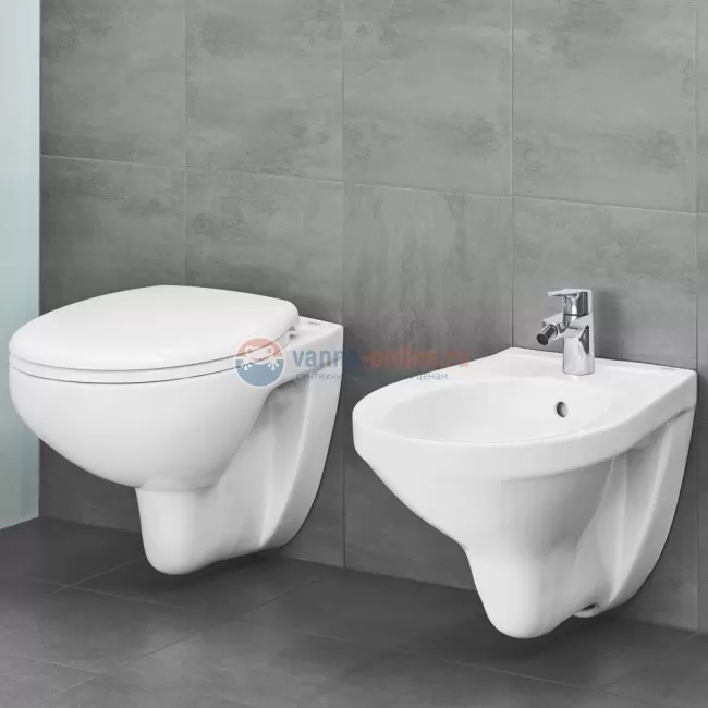 Подвесной унитаз Grohe Bau Ceramic 39351000, безободковый, крышка микролифт Подвесной унитаз Grohe Bau Ceramic 39351000, безободковый, крышка микролифт