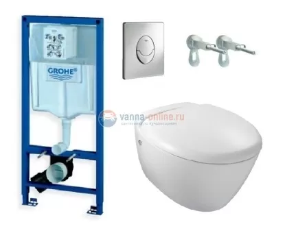 Инсталляция Grohe с унитазом Jacob Delafon Presquile E4440-00, сиденье микролифт, 38721001/E4440-00, комплект